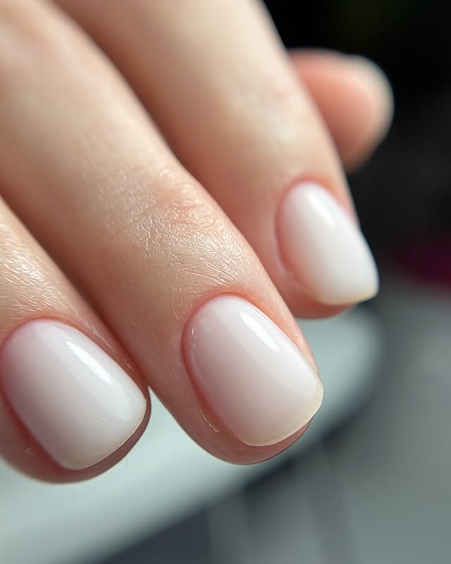 russian manicure milky white nails