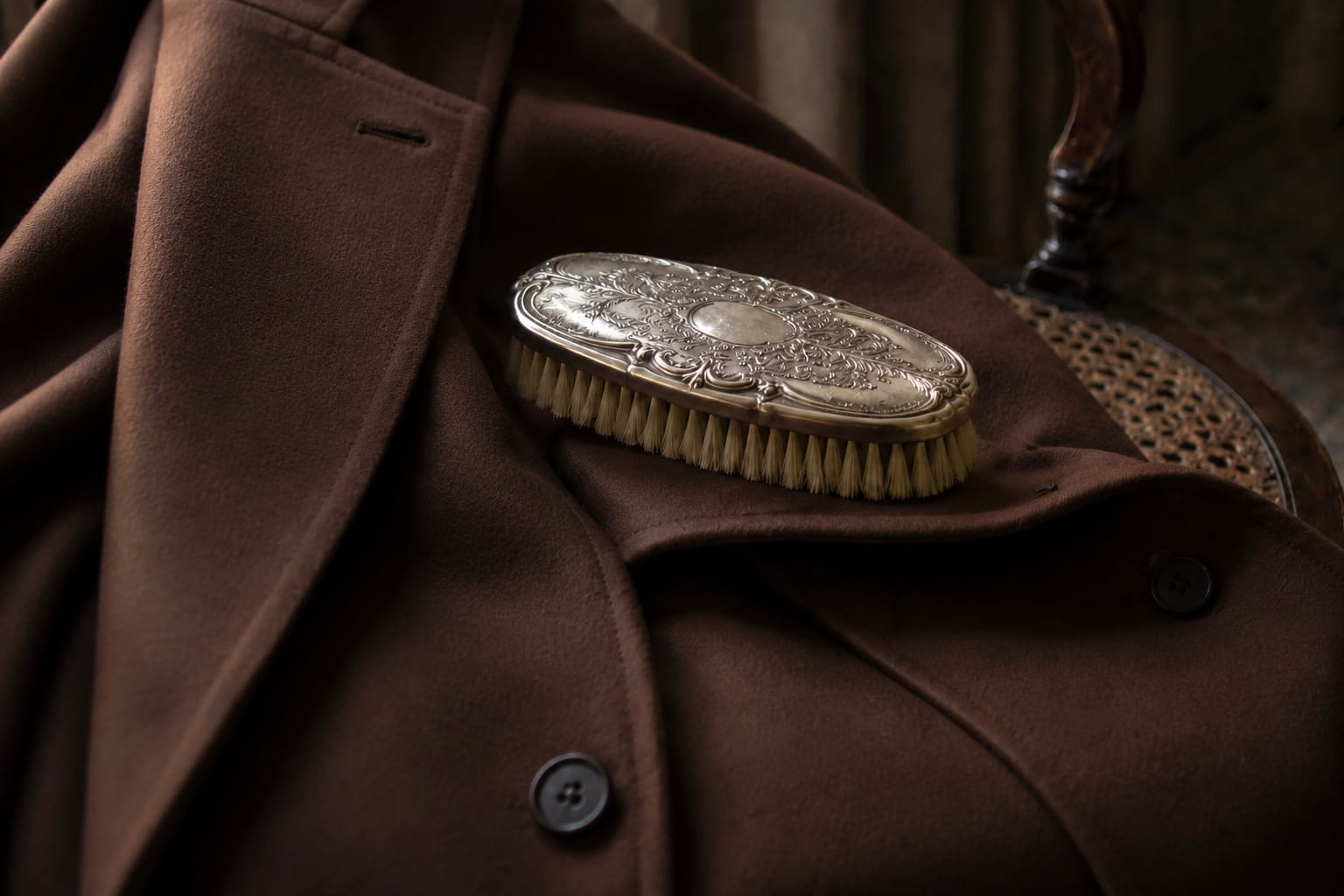 antique-clothes-brush-brown-wool-coat