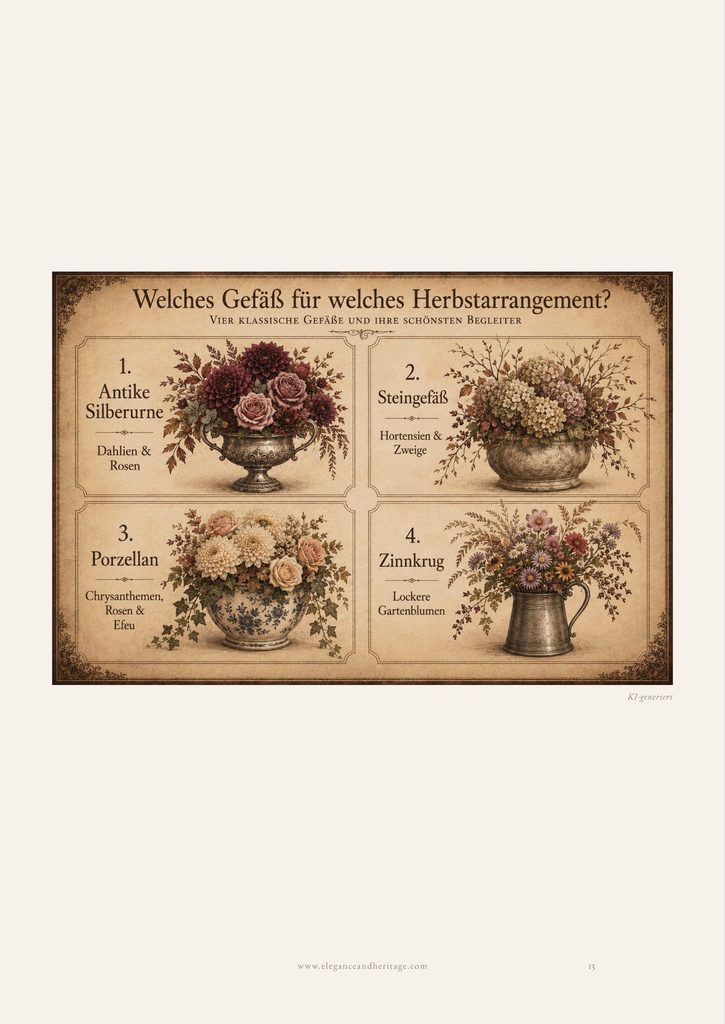Infografik zu passenden Gefäßen für Herbstarrangements